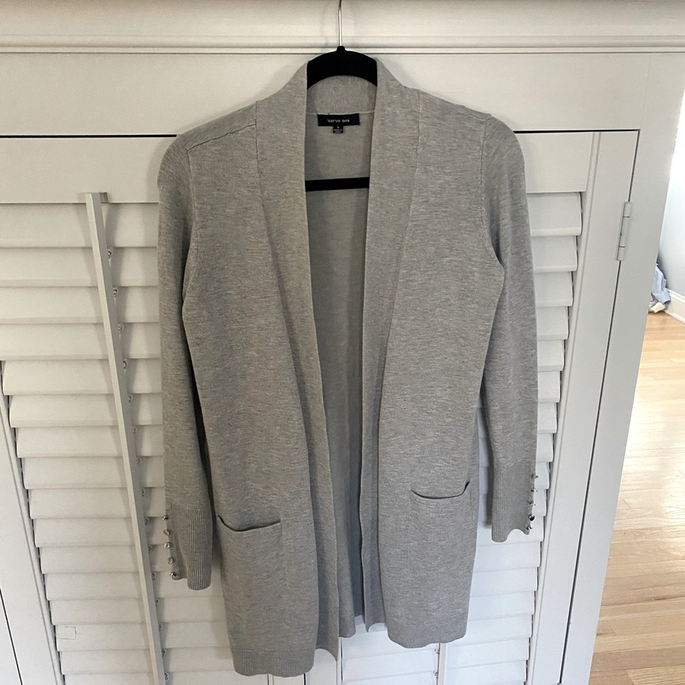 Light gray cardigan sweater